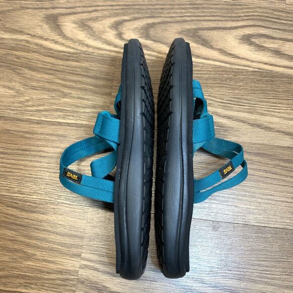 Teva Voya Sandals Women's 8 Blue Teal Slide  Strappy Comfort Flip Flop Beach - Picture 2 of 9